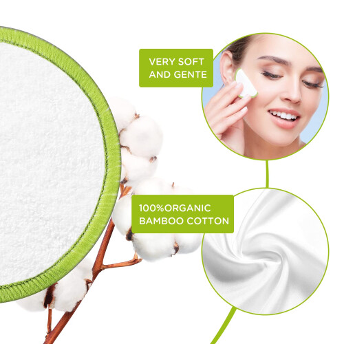 16er Pack Wiederverwendbare Make-up Entferner Pads - 100% Bio-Baumwollrunden 2