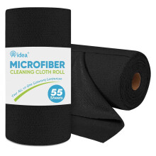 AIDEA Microfiber Cleaning Cloth Roll 55 Sheets Black Microfiber Towels for Cars Shop Rags Washable Cleaning Rags Reusable Paper Towels for Automot