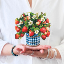 Cartes Pop-Up Freshcut Paper, Mini Fleurs de Fraise, Bouquet de Fleurs 3D 6 pouces
