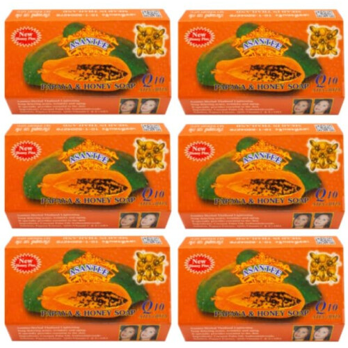Asantee Sapone ASANTEE PAPAYA E MIELE 4,40 Oz (confezione da 6)