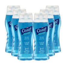 Coast Lot de 6 nettoyants pour cheveux et corps 2 en 1  Mousse riche et mousseuse  Formule de rinage propre sans desscher la peau  Double ac