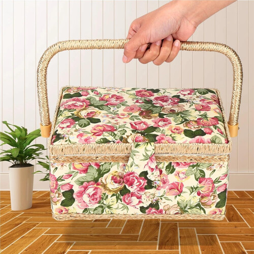 Sewing Box Sewing Storage Box Craft Tool Layer Needle Thread Basket Floral Thimble Organizer Accessories(Style C) 2