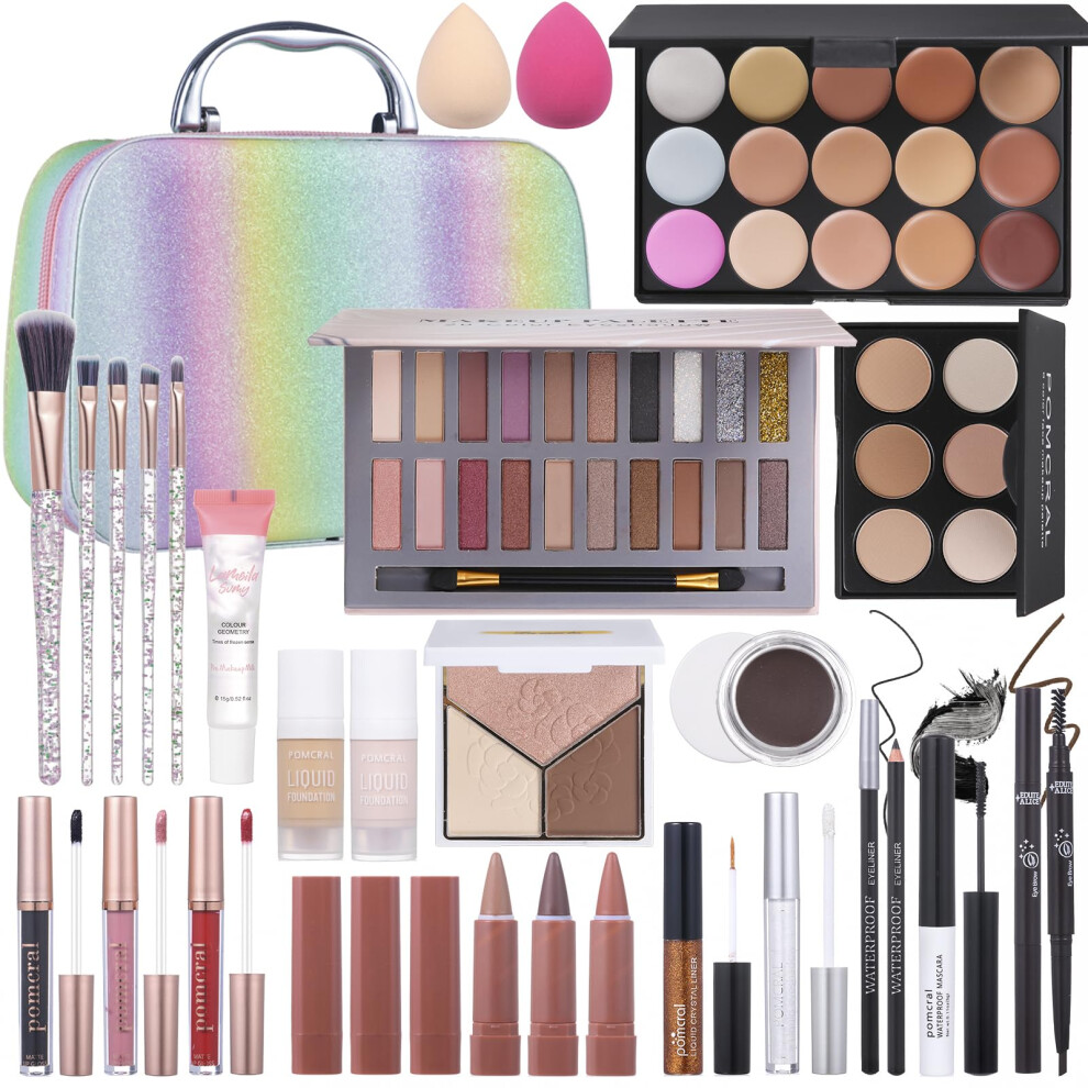 Pomcral Makeup Kit For Women Full Kit Makeup Set For Girls Teen Women Makeup Gift Set With Eyeshadow Palette Foundation Concealer Lipstick Brushes (20