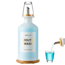 MUVEKA Munvattenbehllare i glas fr badrum 11,8 oz Munvattenhllare med piper av stianfritt stl Munvattenkaraff med bambuhllare Pfyllningsbar