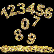 Locacrystal 60 stk. Bling rhinestone numre klisterm?rke 6 s?t 0-9 cifre selvkl?bende stryge p? krystal numre klisterm?rker til g?r-det-selv-h?ndv