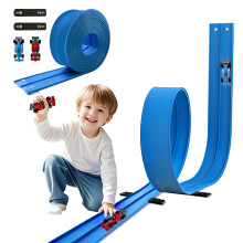Flex Tracks 15 Ft for Kids Flexible Race Car Ramp Track with Hot Wheels and Diecast 1/64th Cars Double-Sided Racetrack with 2 Small Racecars Toys