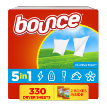 Fogli per asciugatrice Bounce 330 fogli ammorbidenti per tessuti con profumo fresco per esterni Riducono l'elettricit? statica, ammorbidiscono e