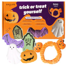 SpaLife Beauty Halloween Badebomben + Spa Stirnband Bundle | Halloween Geschenke für Kinder und Erwachsene