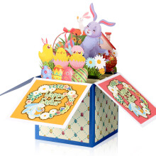 Giiffu Pop-up paaskaart 3D paashaas wenskaarten voor kinderen met enveloppen Lente pop-up cadeaukaarten voor kinderen Jongen Meisje Zoon Dochter Klei