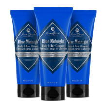 Limpiador corporal y capilar Jack Black Blue Midnight de 3 onzas lνquidas (paquete de 3) - Pimienta negra y lavanda - Gel de baρo para hombres -
