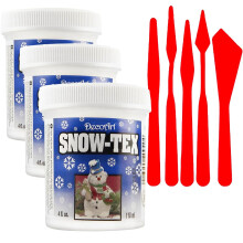 Snow-Tex Craft Sneeuwverf 3-pack met rode spreiders - elk 4oz Getextureerde sneeuwpasta voor handwerk Nepsneeuw voor doe-het-zelf vakantiedecoraties