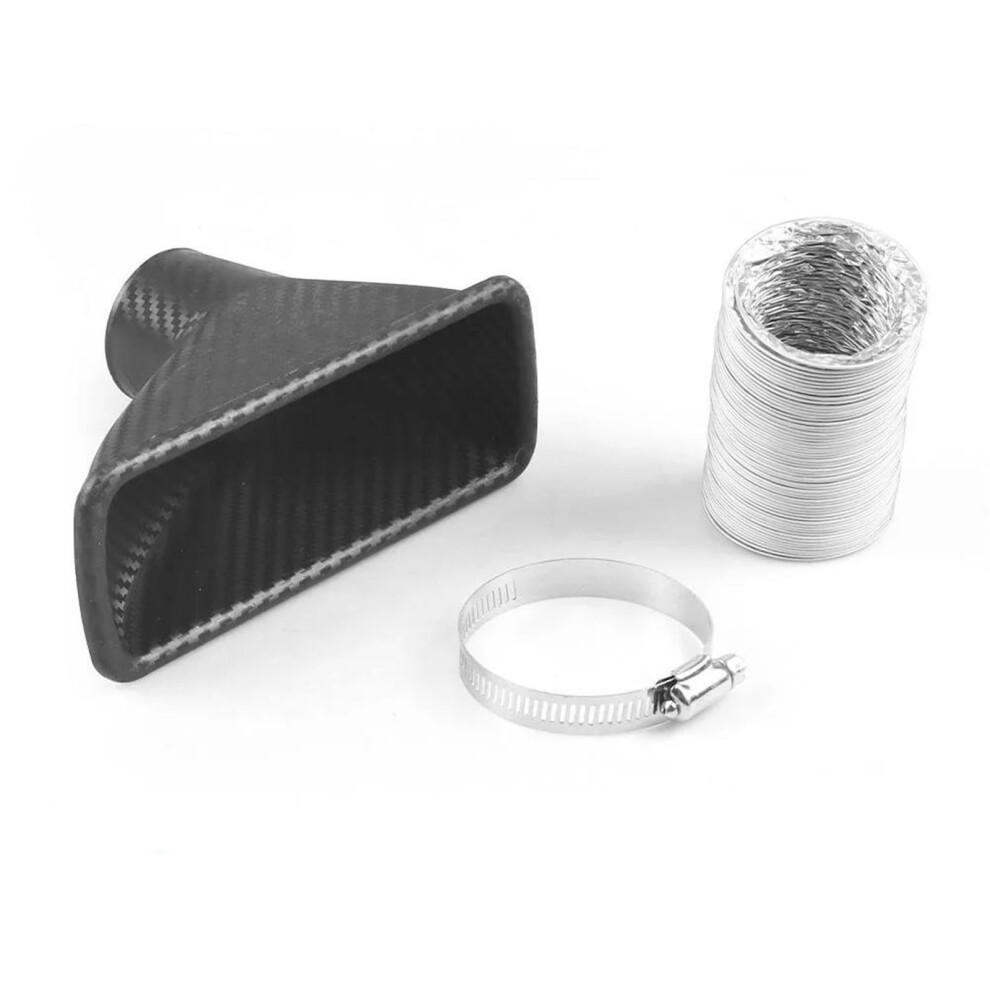 Inlet Air Pipe Car Front Bumper Turbo Air Intake Pipe Turbine Funnel Kit Carbon Fiber Style Auto Replacement Accessories Intake Hose Pipe Fits(Square) 9339159301715