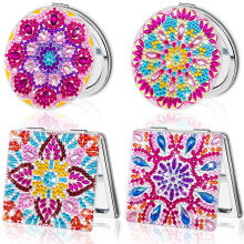 FILASLFT Espejo compacto con diseo de diamante, 4 piezas, para maquillaje, porttil, con aumento, plegable, ideal como regalo de Navidad o cumpl