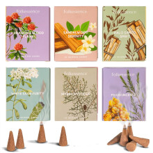 Folkulture R?gelseskegler Duftende | S?t med 6 (60 kegler) Pakke til afslapning | Palo Santo Frankincense hvid salvie sandeltr? inscents til gave