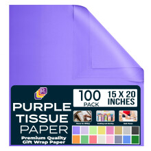 Paars vloeipapier voor cadeauzakjes - 15"" x 20"" | Pak van 100 vellen | Premium paarse vellen voor knutselen en inpakken