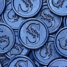 50 Stuks Blauwe Wax Seal Stickers Handgemaakt Vintage Botanische Bladeren