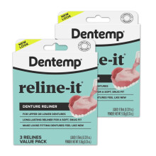 Dentemp Denture Reline Kit Value Pack - Advanced Formula Reline It Denture Reliner - Denture Kit fr att montera om och dra t proteser fr bde