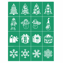JAJADO zeefdruk stencils kleine kerstboom buffel geruite sneeuwpop bundel sneeuwvlokken afdrukken voor schilderen op hout/papier/kop/plaat/glas/deur