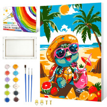 ZTOTZ Dipingi con i numeri Tartaruga Marina con cornice 8x12IN- Confezione regalo colorata Dipingi l'oceano con i numeri Tela senza rughe Sunshin