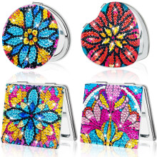 FILASLFT Diamantmlning Kompaktspegel DIY Kristallsminkspegel 4 st Fickspegel Brbar hopfllbar spegel - jul- och fdelsedagspresenter fr kvinno