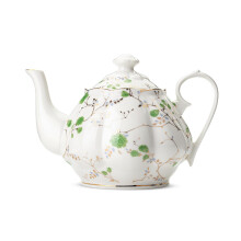 BTaT- Thire florale 38 oz blanche avec roses vertes et garniture dore thire en porcelaine en cramique lavable au lave-vaisselle cadeaux de
