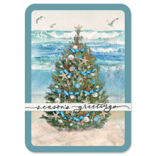 Nuvarande Beach Tree Julhlsningskort Set - Set med 18 stora 5 x 7-tums vikta kort med tema julkort vrdepaket Kuvert ingr