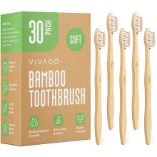VIVAGO Bamboo Toothbrushes 30 Pack - BPA Free Soft Bristles Toothbrushes Eco-Friendly Natural Wooden Toothbrush