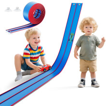 Pista de carreras flexible de 4,5 m para nios: juego de inicio de pista de carreras porttil con ventosas, se enrolla fcilmente, compatible con