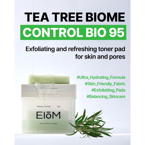 EIOM Trouble Control Pad - Korean Exfoliating Toner Pads mit Teebaum-Biome, PHA & Postbiotika 1