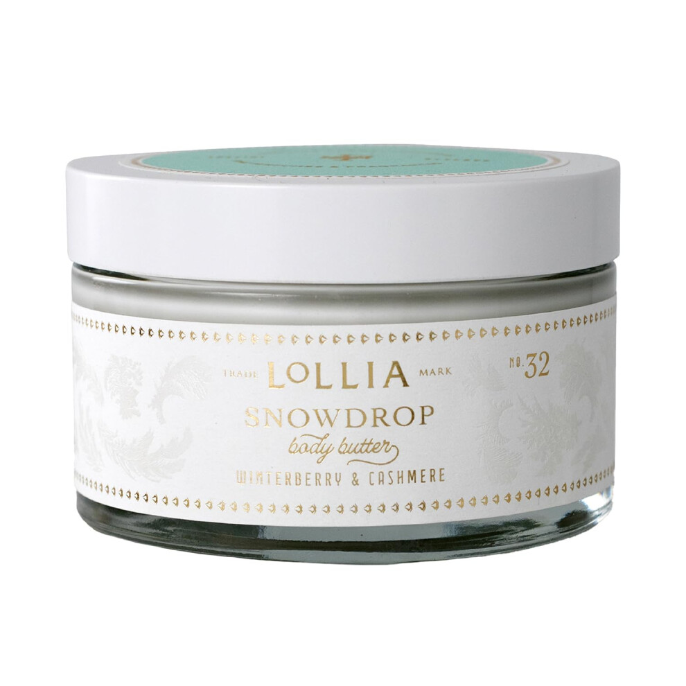 Lollia Snowdrop Whipped Body Butter 5.7 Oz 155 G Winterberry & Cashmere Scented Balm For Women Moisturizing Shea & Cocoa Butter Lotion Luxury Hy