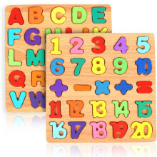 2-delige houten puzzels Peuters Alfabet Cijferpuzzels ABC Leerspeelgoed voor kinderen van 3-5 jaar Voorschoolse leeractiviteiten Cadeauset voor jonge