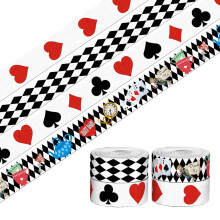 4 PCS 20 Yards 3/5"""" Hearts Block Ribbons Black White Grosgrain Ribbons Diamond Tea Party Ribbon Magic Fabric Ribbon for DIY Gift Support Decoration