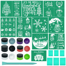 JAJADO Stencils de Serigrafia para Natal, 23 Peças, Stencils Adesivos para Pintura com Giz