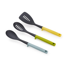 Set di utensili Joseph Joseph Duo da 3 pezzi con poggiautensili integrato: utilizzo senza graffi su pentole antiaderenti, include cucchiai solidi
