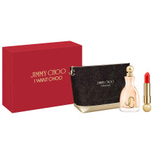 Estuche de regalo de 3 piezas Jimmy Choo I Want Choo Eau de Parfum (estuche de lαpiz labial Jimmy Choo Seduction Coral Kiss)