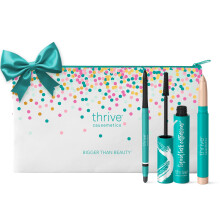 Thrive Causemetics Award-Winning Trio Kit Makeup Gift Set for Women Liquid Lash Extensions Mascara (Brynn) Brilliant Eye Brightener Highlighter St