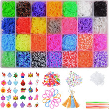 DDCOWP 11000+ gummib?ndsarmb?ndss?t Loom Armb?ndss?t DIY-armb?ndsfremstillingss?t Loom Bead Armb?ndss?t 28 farver Bedste gaver til f?dselsdag og