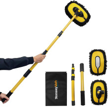 YeewayVeh Car Wash Brush Mop with Long Handle 55"""" Car Wash Brush with 2 Replaceable Microfiber Mop Heads 15 Curved Extension Pole Auto Cleaning Wa