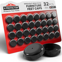 X-Protector smeedijzeren terrasmeubilair voetdoppen - 32 stuks 1,5 inch - zwarte tuinstoelpootvloerbeschermers - kunststof tuinmeubilairpads - smeedi