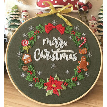 Kit da ricamo Ornamenti di Buon Natale Ghirlanda di fiocchi di neve Awesocrafts Gamma completa di kit di ricamo per principianti Adulti Bambini M