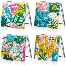 FILASLFT Blomsterdiamantmlning Kompaktspegel DIY Diamantkonstsminkspegel 4 st ficka & brbar hopfllbar spegel - perfekta presenter fr kvinnor