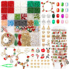 OCARDI Kerstarmband-maakset Vriendschapsarmband-set voor het maken van sieraden Pony-kralen en kleikralen en kerstbedelkralen voor doe-het-zelf kunst