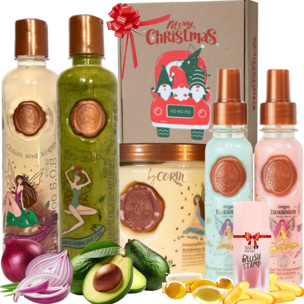 Ritual Botanico Kit 5 Crecimiento Acelerado Y Ultra Reparador S.o.s: Shampoo De Cebolla Mascarilla Para El Cabello Acondicionador Intensivo Plex Duo Termoprotecto