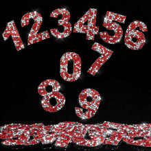 Locacrystal 60 stk. Bling Rhinestone-numre-klisterm?rke 6 s?t 0-9-cifre selvkl?bende jern p? krystal-tal-klisterm?rker til g?r-det-selv-h?ndv?rk