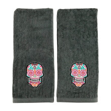 Lot de 2 serviettes de bain pour Halloween - Jour des morts D?a de Los Muertos - Dcoration tte de mort en sucre - 100 % coton - Dcoration de v