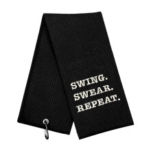 Grappige golfhanddoek Swing Swear Repeat Golfcadeaus voor mannen - Golfaccessoires voor mannen Geborduurde golfhanddoeken voor golftassen met cli