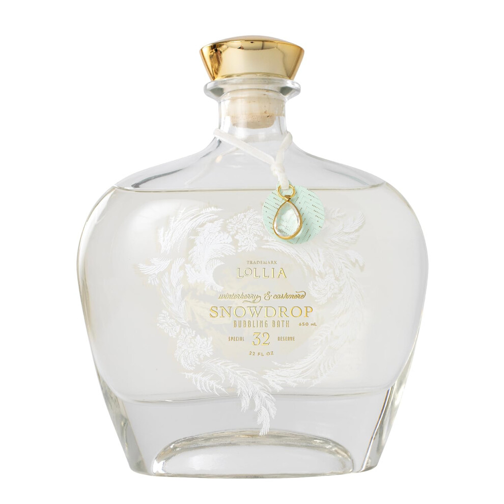 Lollia Snowdrop Bubble Bath 22 Fl Oz 650 Ml Winterberry & Cashmere Fragrance Luxury Hydrating Women's Bubbling Bath Soap Delicate & Relaxing Sce