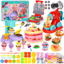Set di pasta da gioco 4 in 1 per bambini 2-4-8 Ultimate 87 pezzi Strumenti per pasta da gioco 24 Set da cucina creativa in argilla Gelato Hamburg