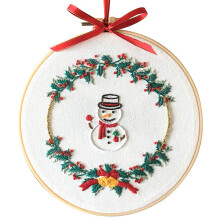 Awesocrafts Kit da ricamo Pupazzo di neve Ornamenti natalizi Foglie Ghirlande Fiori Gamma completa di kit di ricamo per principianti Adulti Bambi