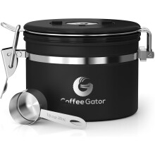 Coffee Gator Contenitore per caff? da 11 once ermetico in acciaio inossidabile per alimenti da cucina con data tracker Valvola di rilascio di CO2